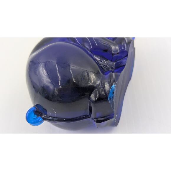 Heisey by Imperial Glass Cobalt Blue Pig Sow Figurine - CHIPPED - Picture 7 of 10